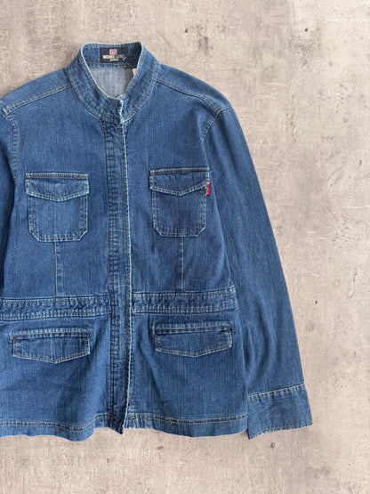 Michiko Jeans Blue Denim Multipocket Utility Jacket