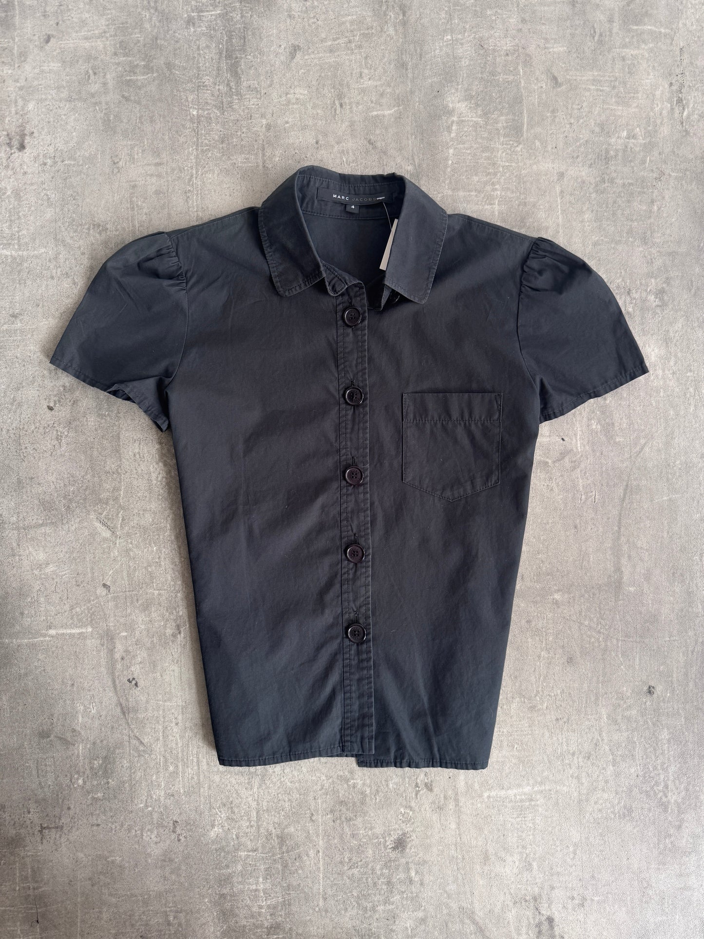 Marc Jacobs Black Cotton SS Button up Blouse