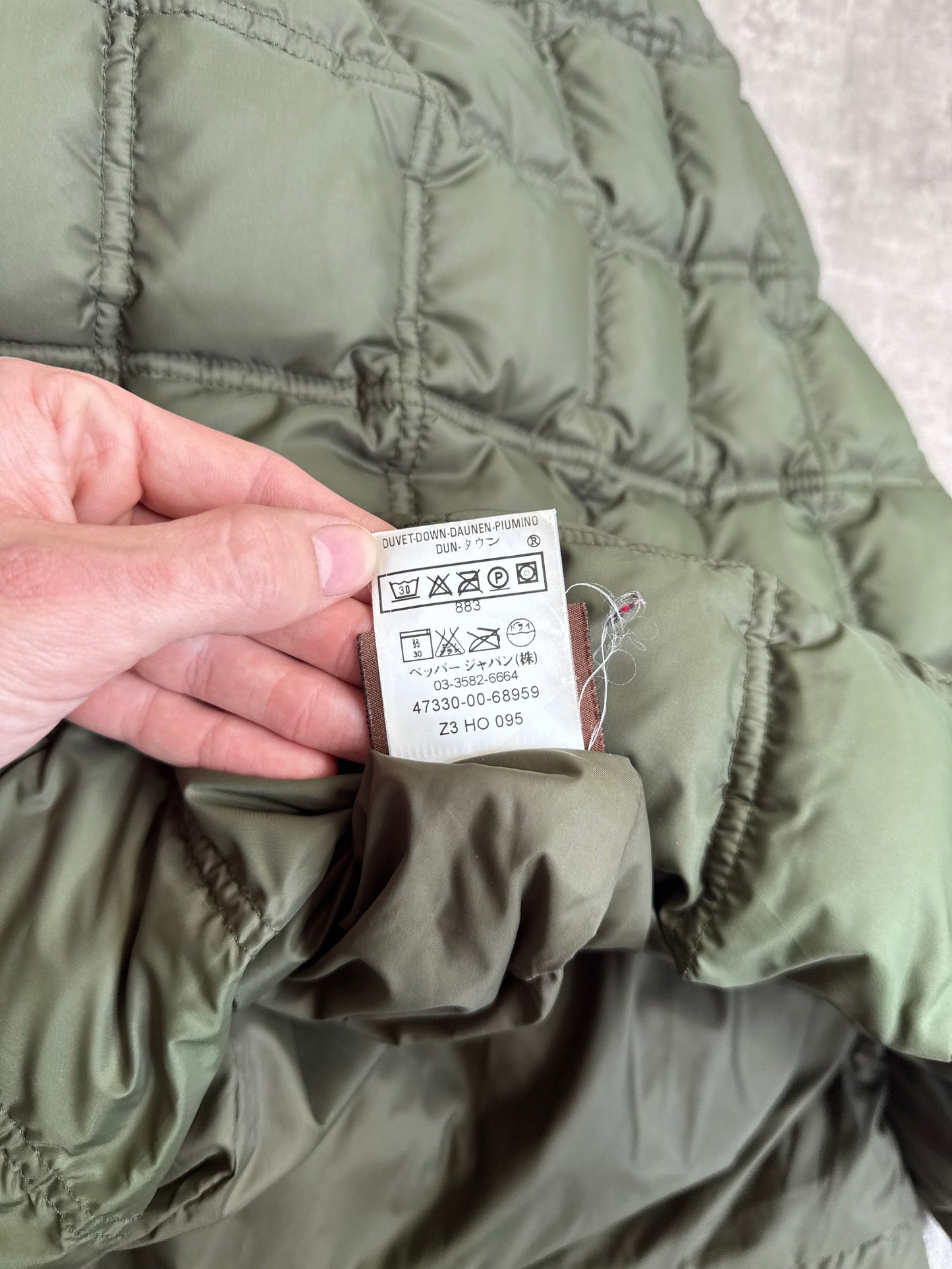Moncler Grid Down Khaki Green Puffer Jacket