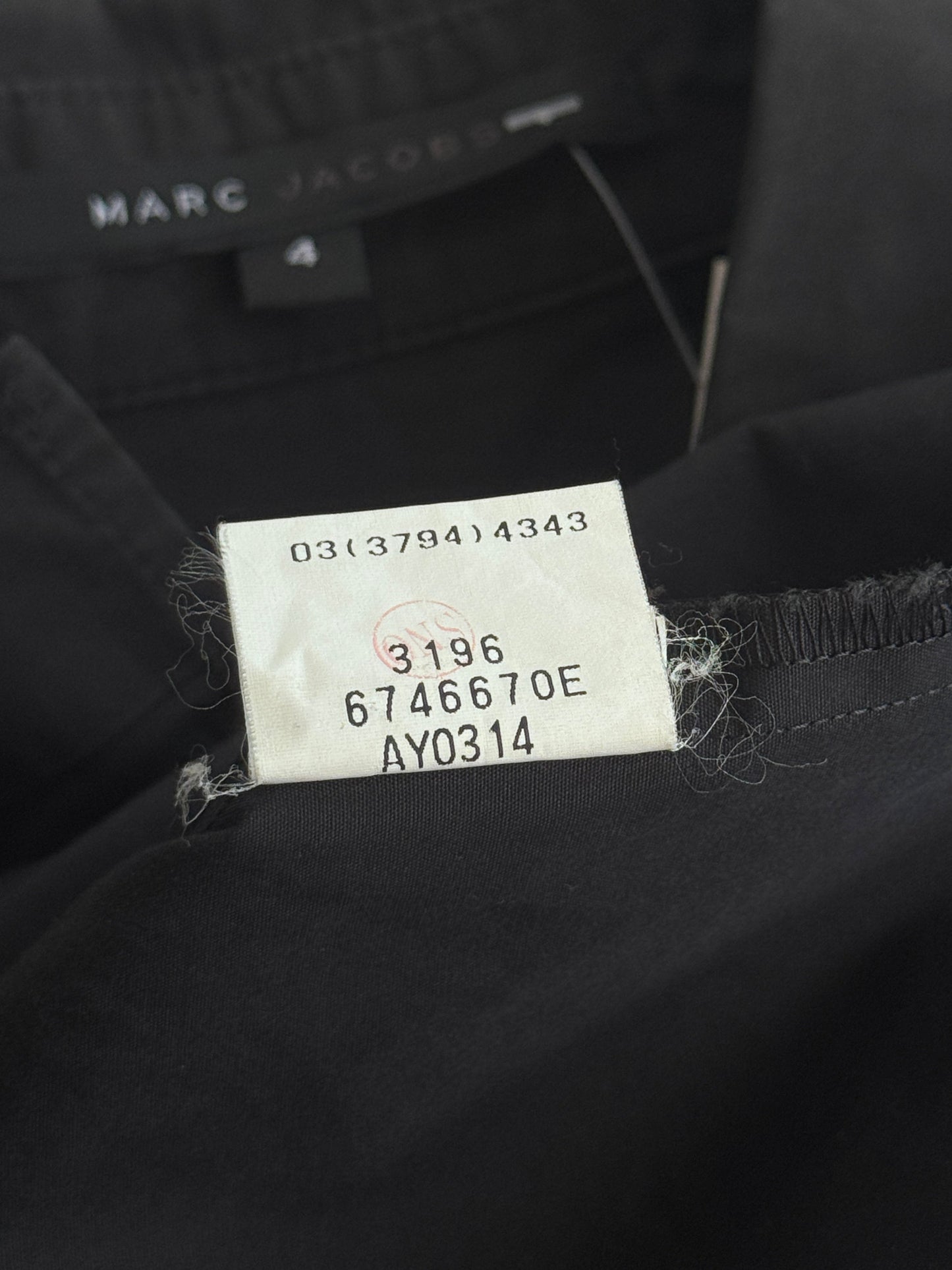 Marc Jacobs Black Cotton SS Button up Blouse