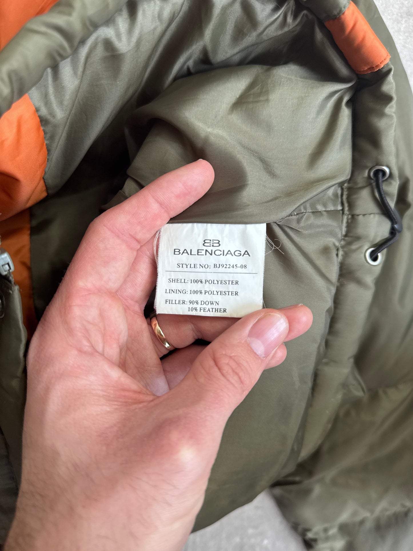 Balenciaga Khaki Green Fur Trim Down Puffer Jacket