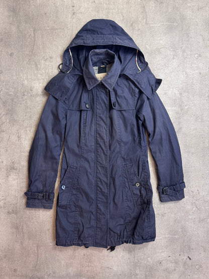 Burberry Navy Hooded Cotton Twill Parka Jacket