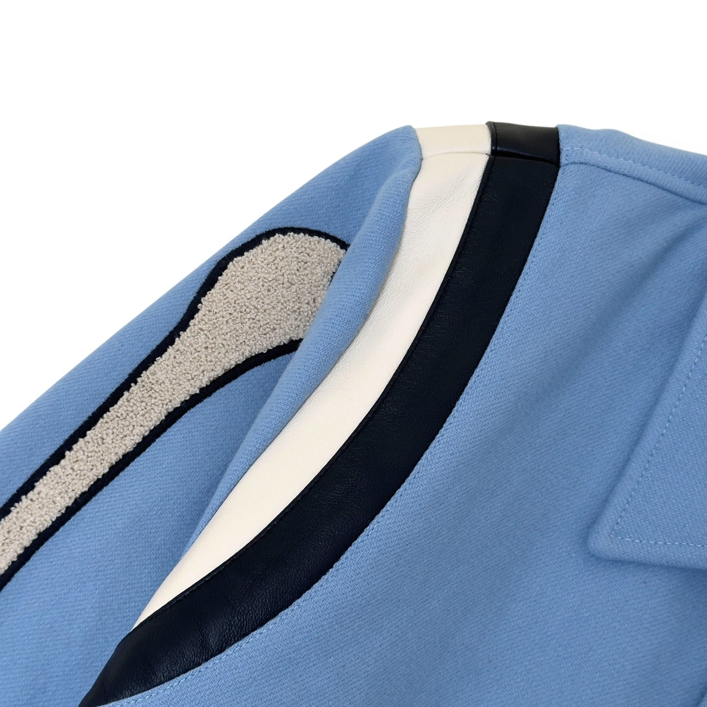 AMIRI BONES WOOL VARSITY BOMBER JACKET BABY BLUE L | Large, Blue