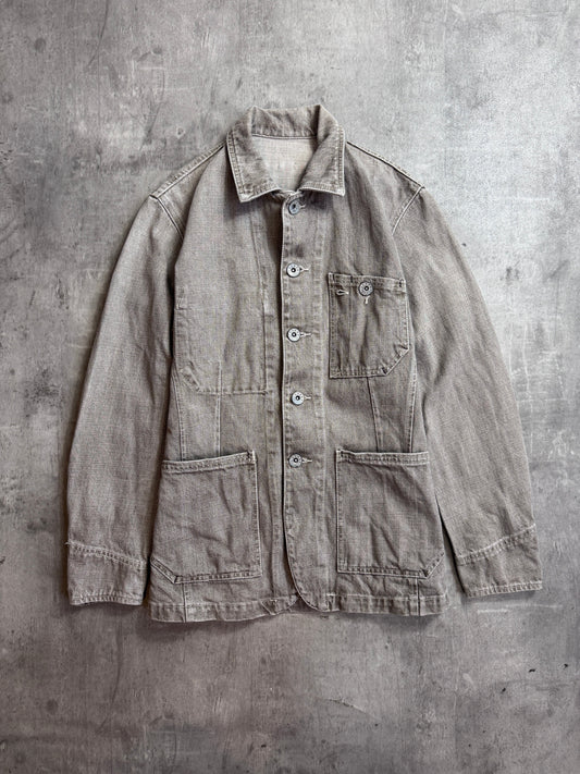 Takeo Kikuchi Grey Canvas Doughnut Button Chore Jacket
