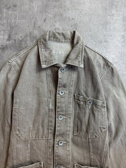Takeo Kikuchi Grey Canvas Doughnut Button Chore Jacket