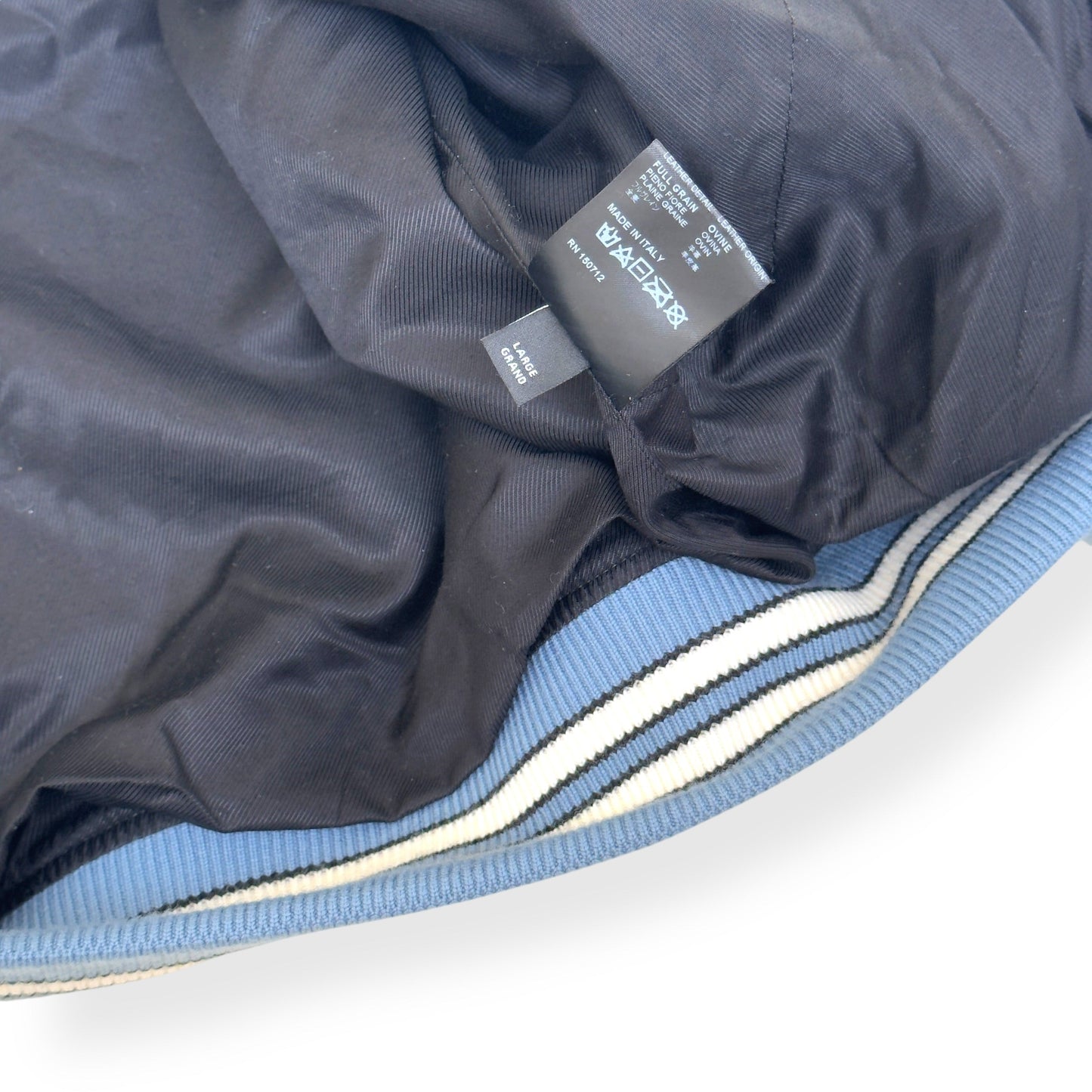 AMIRI BONES WOOL VARSITY BOMBER JACKET BABY BLUE L | Large, Blue