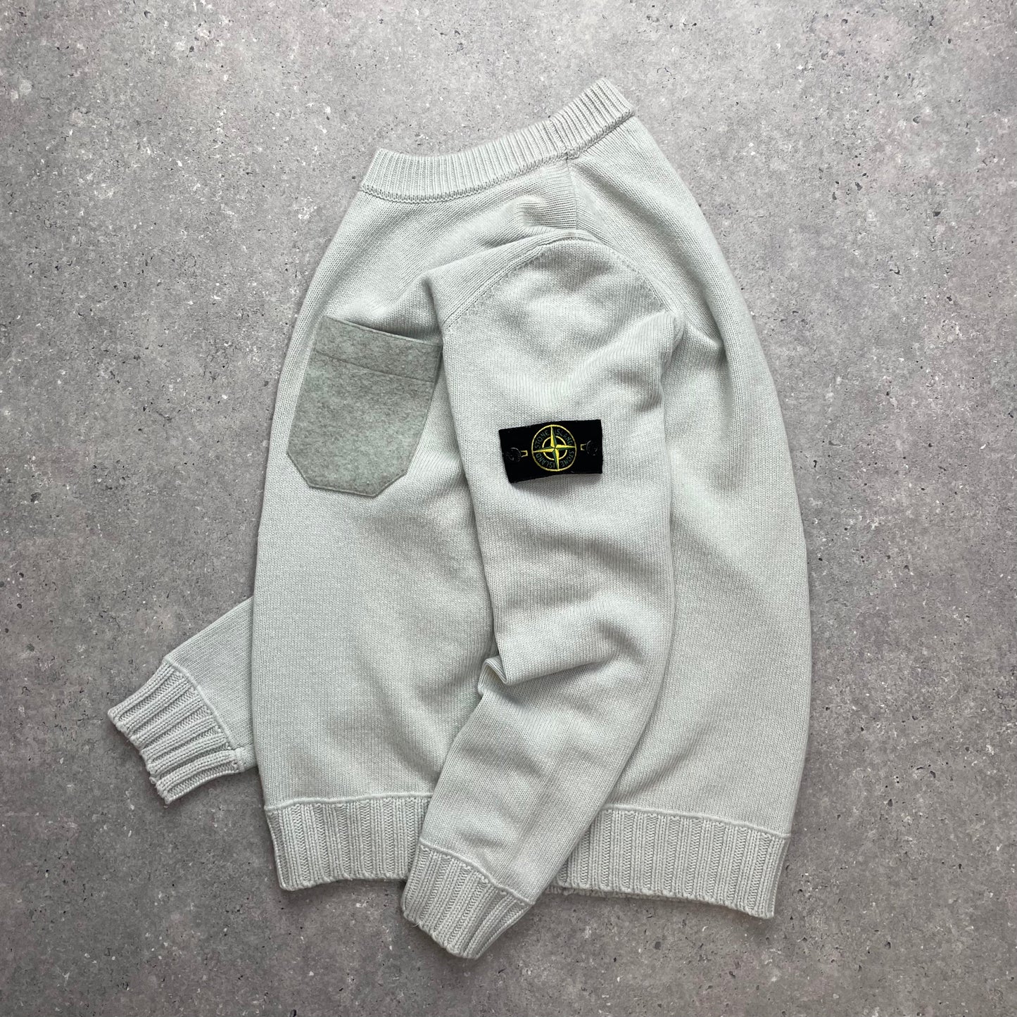Stone Island Turquoise Knit Jumper w/ Grey Wool Pocket | Medium, Multicoloured