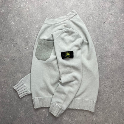 Stone Island Turquoise Knit Jumper w/ Grey Wool Pocket | Medium, Multicoloured