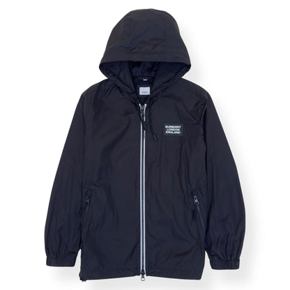 BURBERRY LOCATION PRINT HOODED WINDBREAKER JACKET BLACK M | Medium, Black