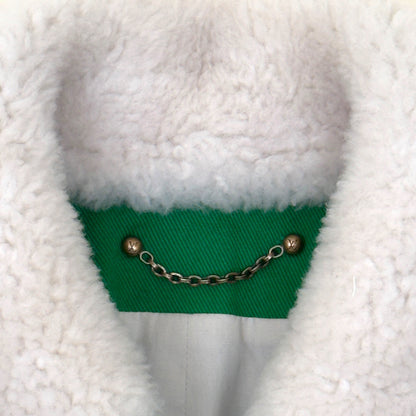 LOUIS VUITTON MONOGRAM EMBOSSED SHEARLING COLLAR ZIP JACKET GREEN 50 / M | Medium, Green