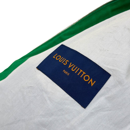 LOUIS VUITTON MONOGRAM EMBOSSED SHEARLING COLLAR ZIP JACKET GREEN 50 / M | Medium, Green