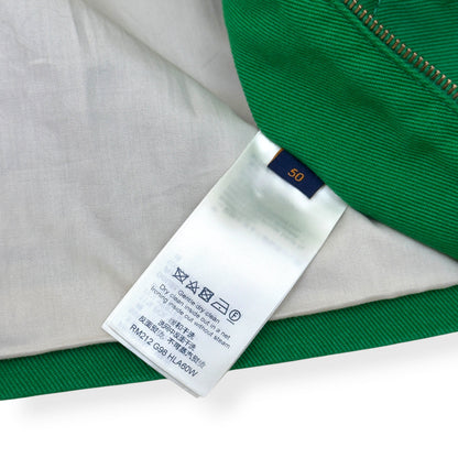 LOUIS VUITTON MONOGRAM EMBOSSED SHEARLING COLLAR ZIP JACKET GREEN 50 / M | Medium, Green
