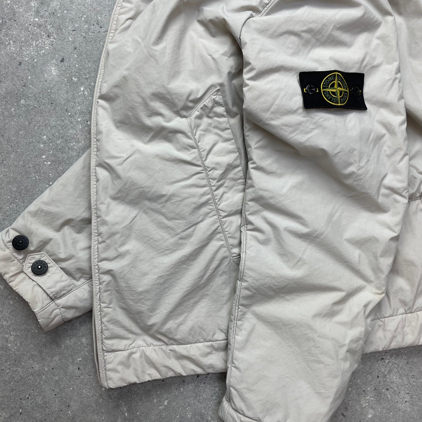 Stone Island White Nylon Padded Jacket AW01 | X-Large, Grey
