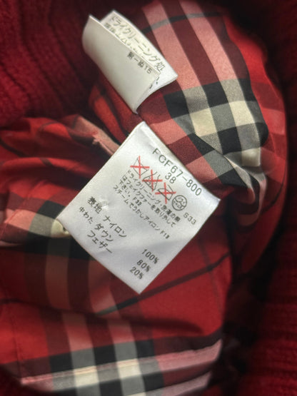 Burberry Blue Label Fur Collar Red Quilted Jacket Cropped