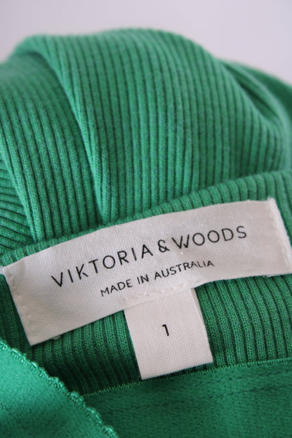 Victoria & Woods S/S Ribbed Knit Dress Green S | Small, Green