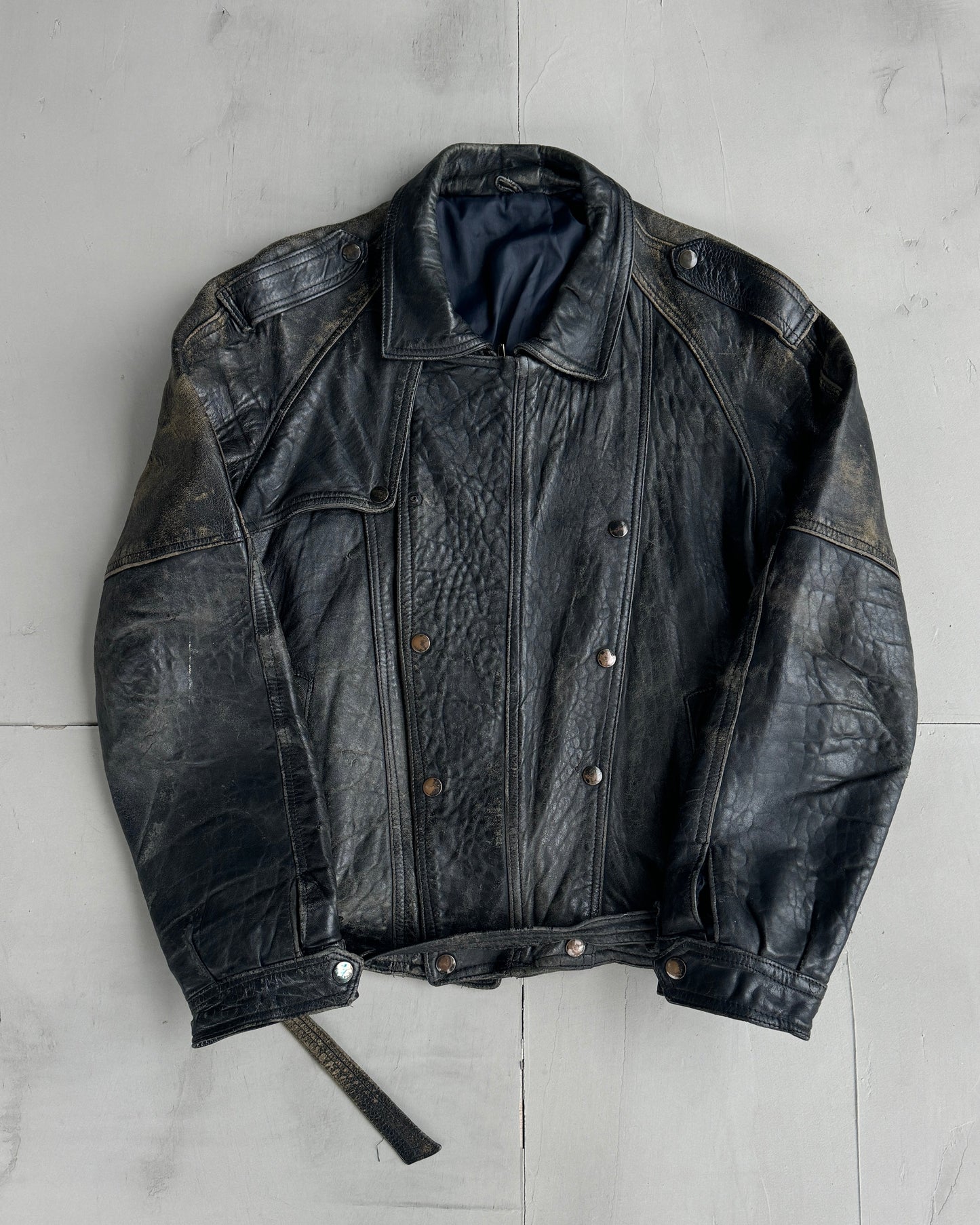 1980'S SWEDISH LEATHER MOTO JACKET | Medium, Black