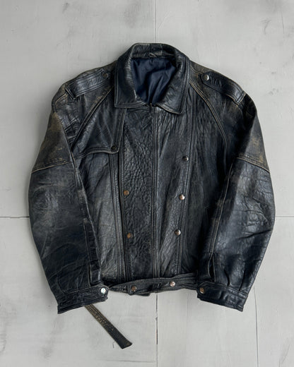 1980'S SWEDISH LEATHER MOTO JACKET | Medium, Black