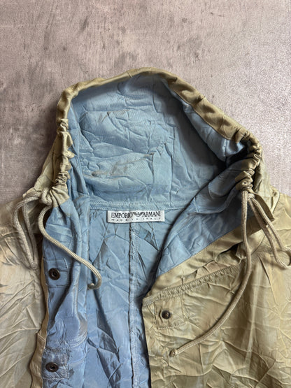 1990's Emporio Armani Crinkle Nylon Shawl Collar Jacket