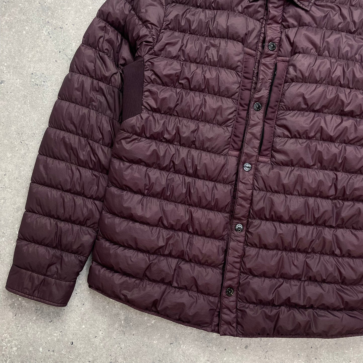Stone Island Burgundy Padded Lightweight Down Overshirt Jacket | Medium, Burgundy