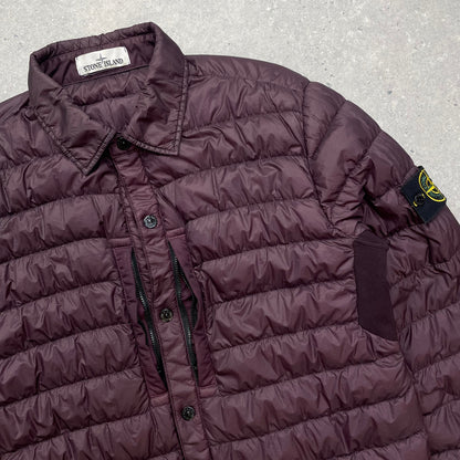 Stone Island Burgundy Padded Lightweight Down Overshirt Jacket | Medium, Burgundy