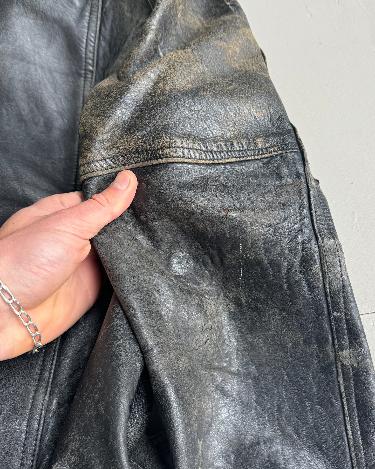 1980'S SWEDISH LEATHER MOTO JACKET | Medium, Black