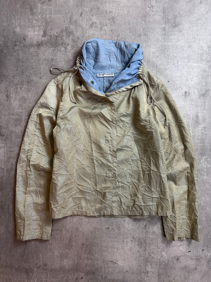 1990's Emporio Armani Crinkle Nylon Shawl Collar Jacket