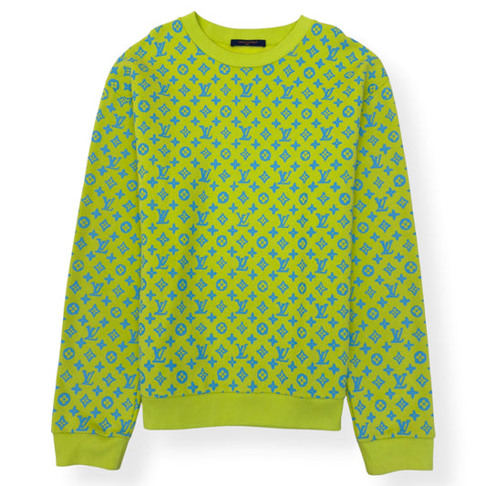 LOUIS VUITTON MONOGRAM CREWNECK SWEATSHIRT LIME GREEN / BLUE XL | XL, Blue
