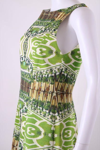 Alice & Olivia S/S Courtyard Print Dress Green/ Cream 10 | O/S, Cream