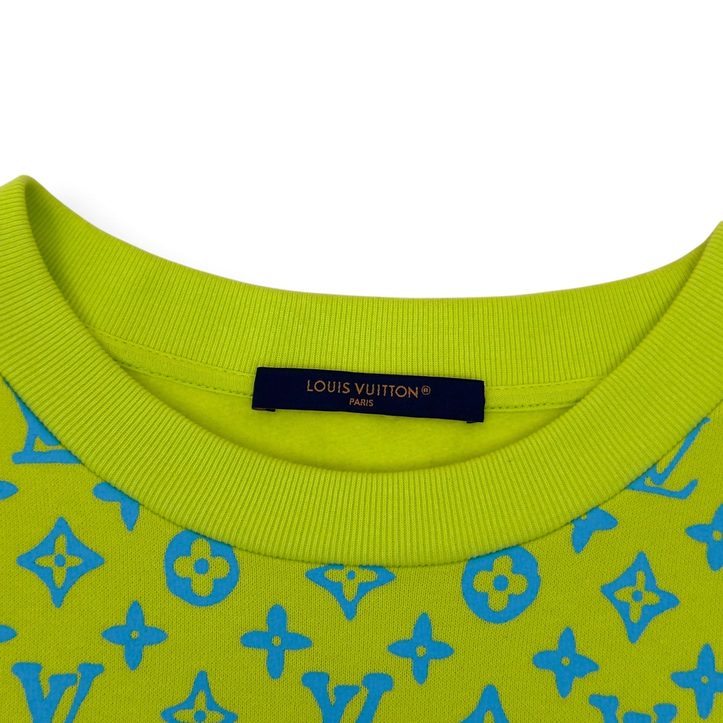 LOUIS VUITTON MONOGRAM CREWNECK SWEATSHIRT LIME GREEN / BLUE XL | XL, Blue