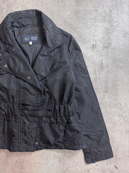 Armani Jeans Latch Popper Open Collar Blackout Jacket