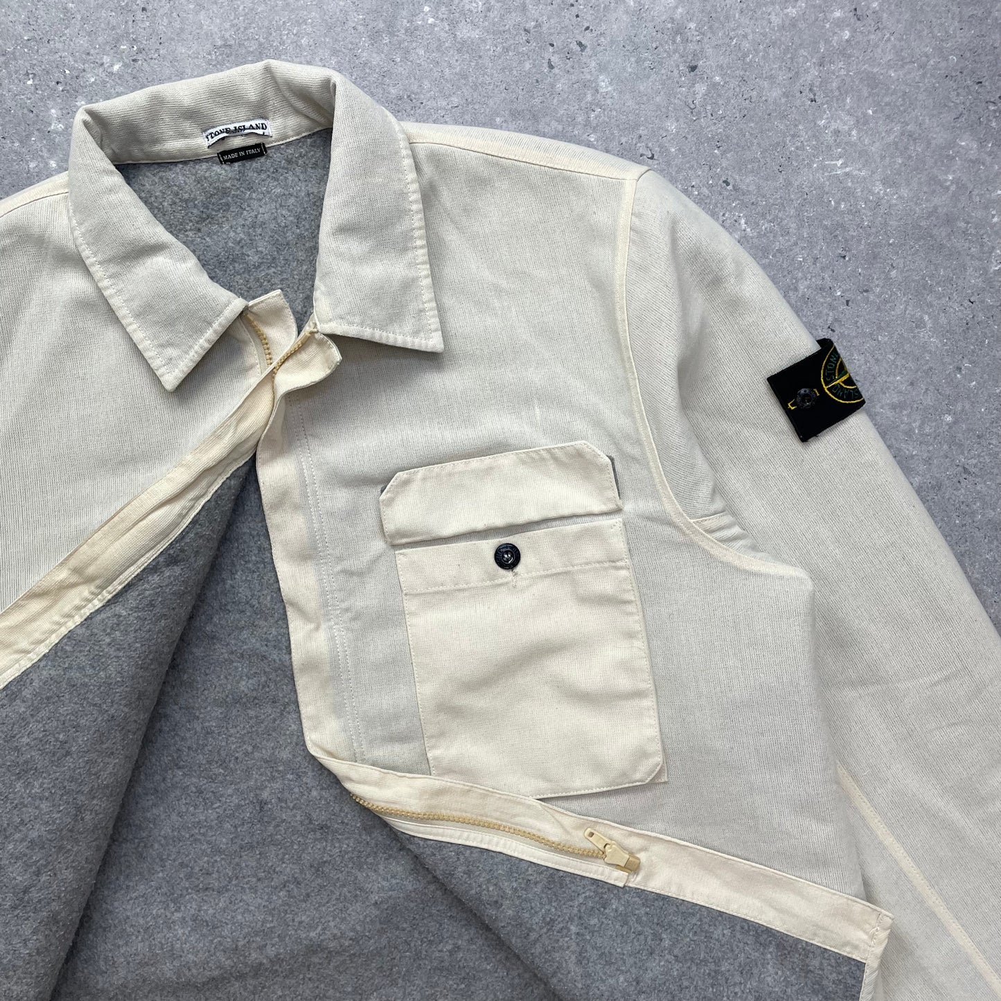 Stone Island Cream Canvas Lined Jacket AW03 | XX-Large, Multicoloured