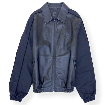LOUIS VUITTON LEATHER MIX BLOUSON JACKET BLACK 54 / XL | XL, Black