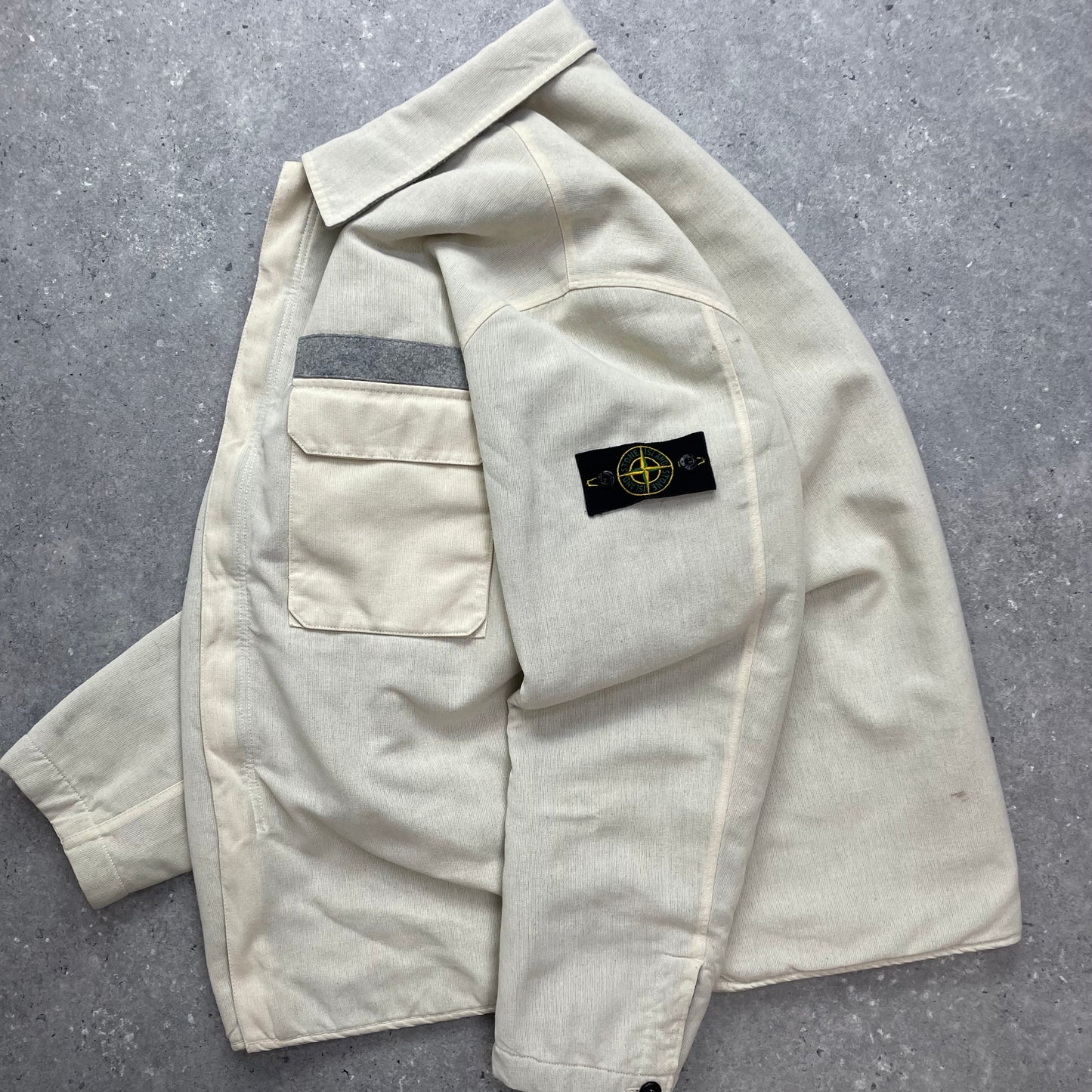Stone Island Cream Canvas Lined Jacket AW03 | XX-Large, Multicoloured