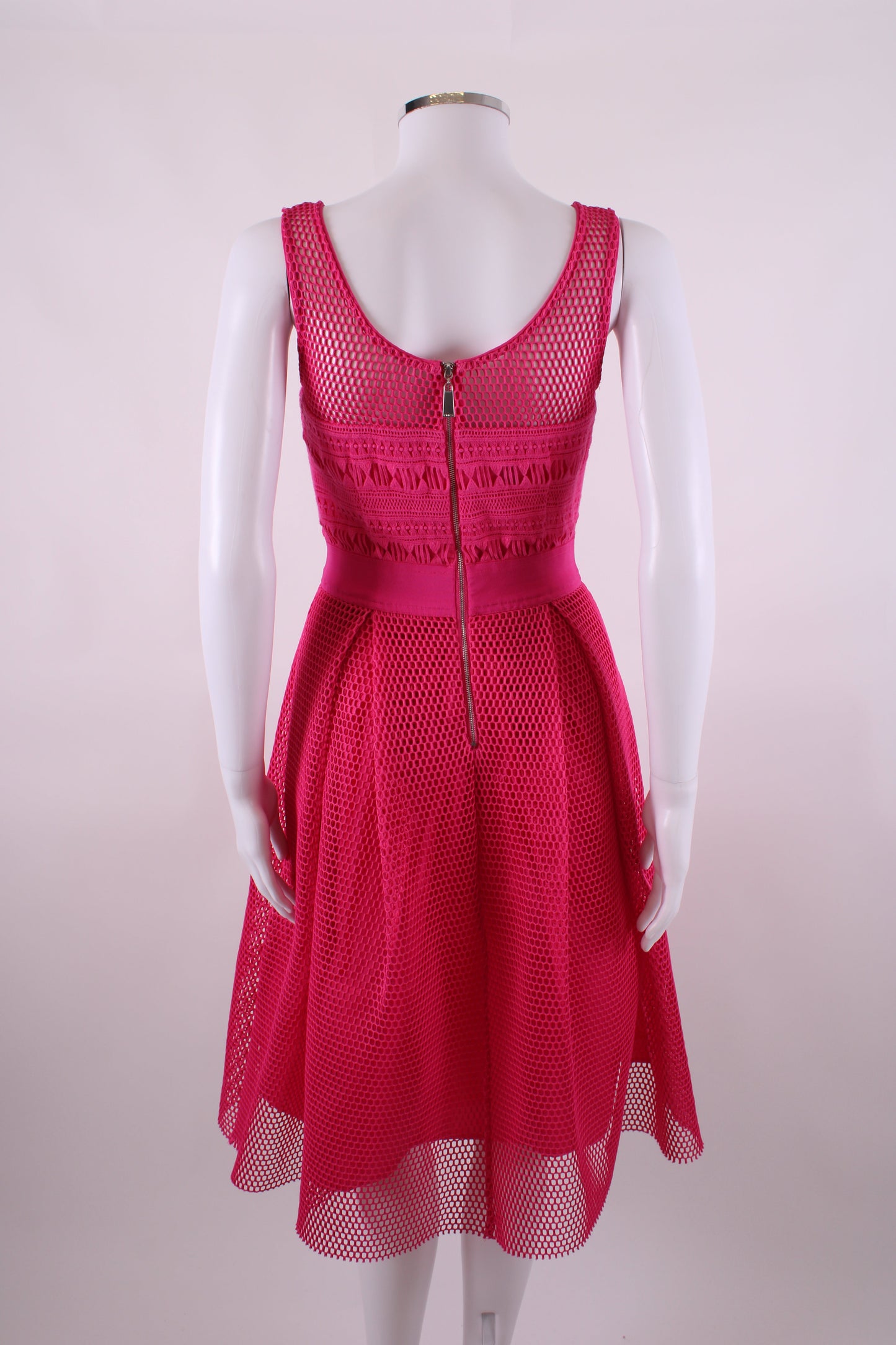 Pinko Mesh fuscia midi pleated dress Fuchsia 8 | O/S, Pink