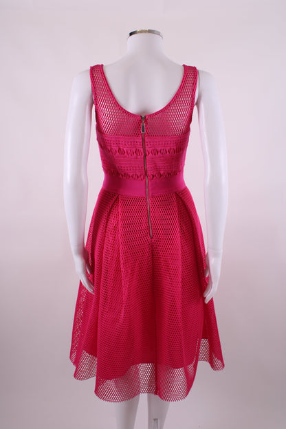 Pinko Mesh fuscia midi pleated dress Fuchsia 8 | O/S, Pink