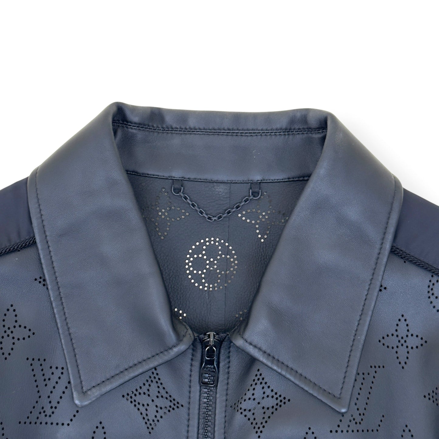 LOUIS VUITTON LEATHER MIX BLOUSON JACKET BLACK 54 / XL | XL, Black