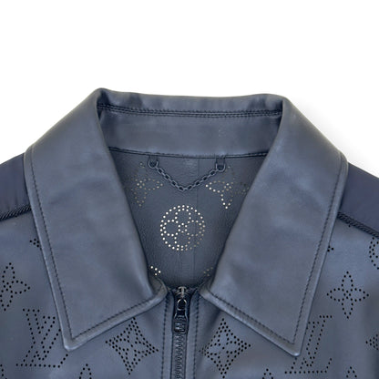 LOUIS VUITTON LEATHER MIX BLOUSON JACKET BLACK 54 / XL | XL, Black