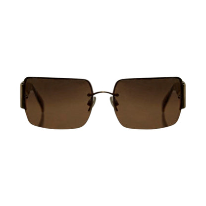 Chanel Rectangular Brown Rimless Sunglasses 4095