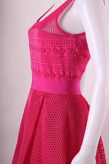 Pinko Mesh fuscia midi pleated dress Fuchsia 8 | O/S, Pink