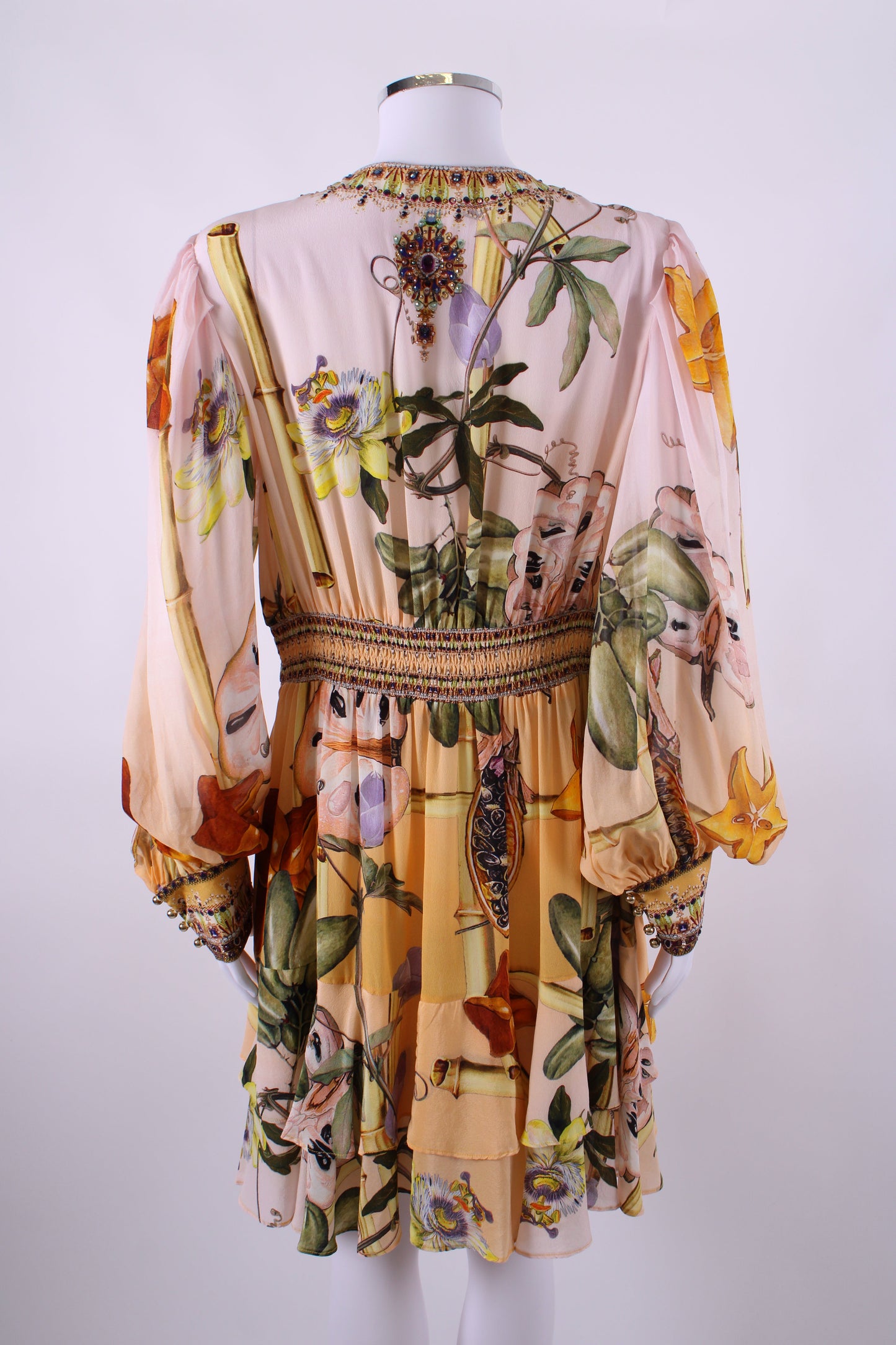 Camilla L/S Print Crystal Tunic Dress Beige/ Yellow L | O/S, Beige