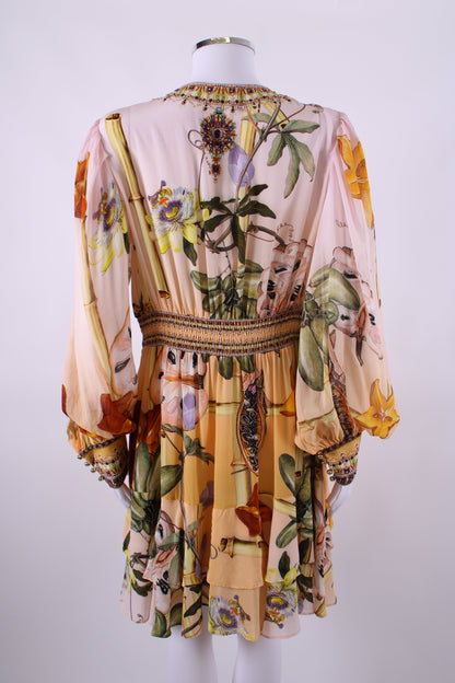 Camilla L/S Print Crystal Tunic Dress Beige/ Yellow L | O/S, Beige