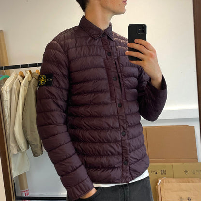 Stone Island Burgundy Padded Lightweight Down Overshirt Jacket | Medium, Burgundy