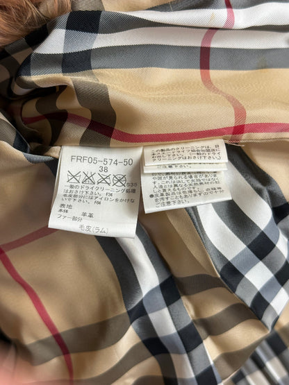 Burberry Blue Label Mongolian Lambs Fur Brown Hooded Coat