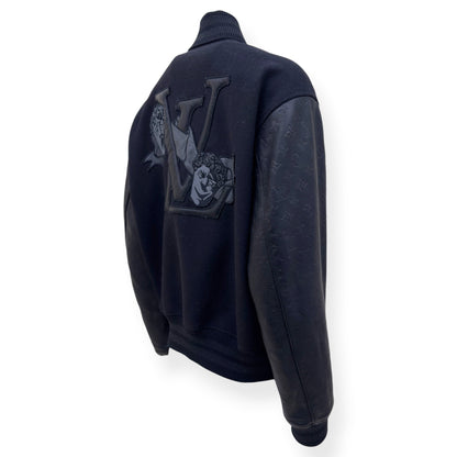 LOUIS VUITTON LV VARSITY LEATHER / WOOL BLOUSON JACKET 46 / XXL | XXL, Navy