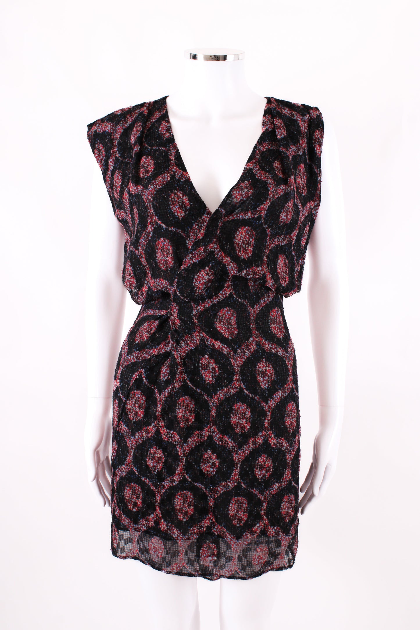 Isabel Marant S/S Print Wrap Dress Black/ Red 8 | O/S, Black