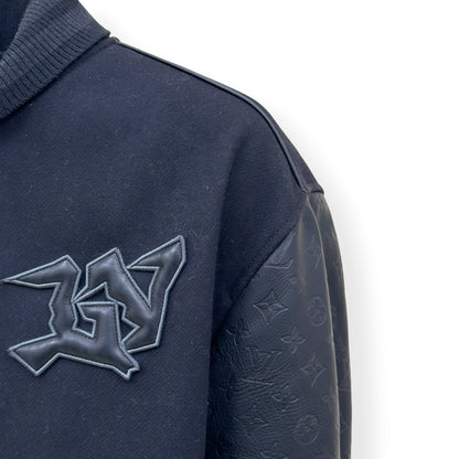 LOUIS VUITTON LV VARSITY LEATHER / WOOL BLOUSON JACKET 46 / XXL | XXL, Navy
