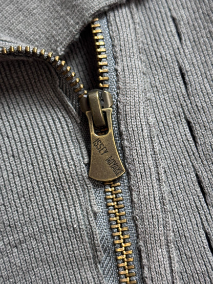 Issey Miyake Micro Rib Lettuce Trim Asymmetrical Cadigan