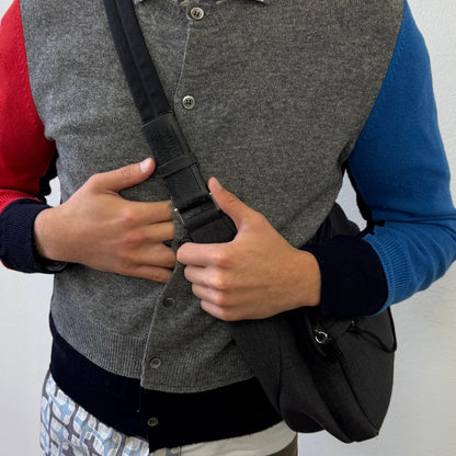 Prada Grey 90s Canvas Satchel Bag | O/S, Grey