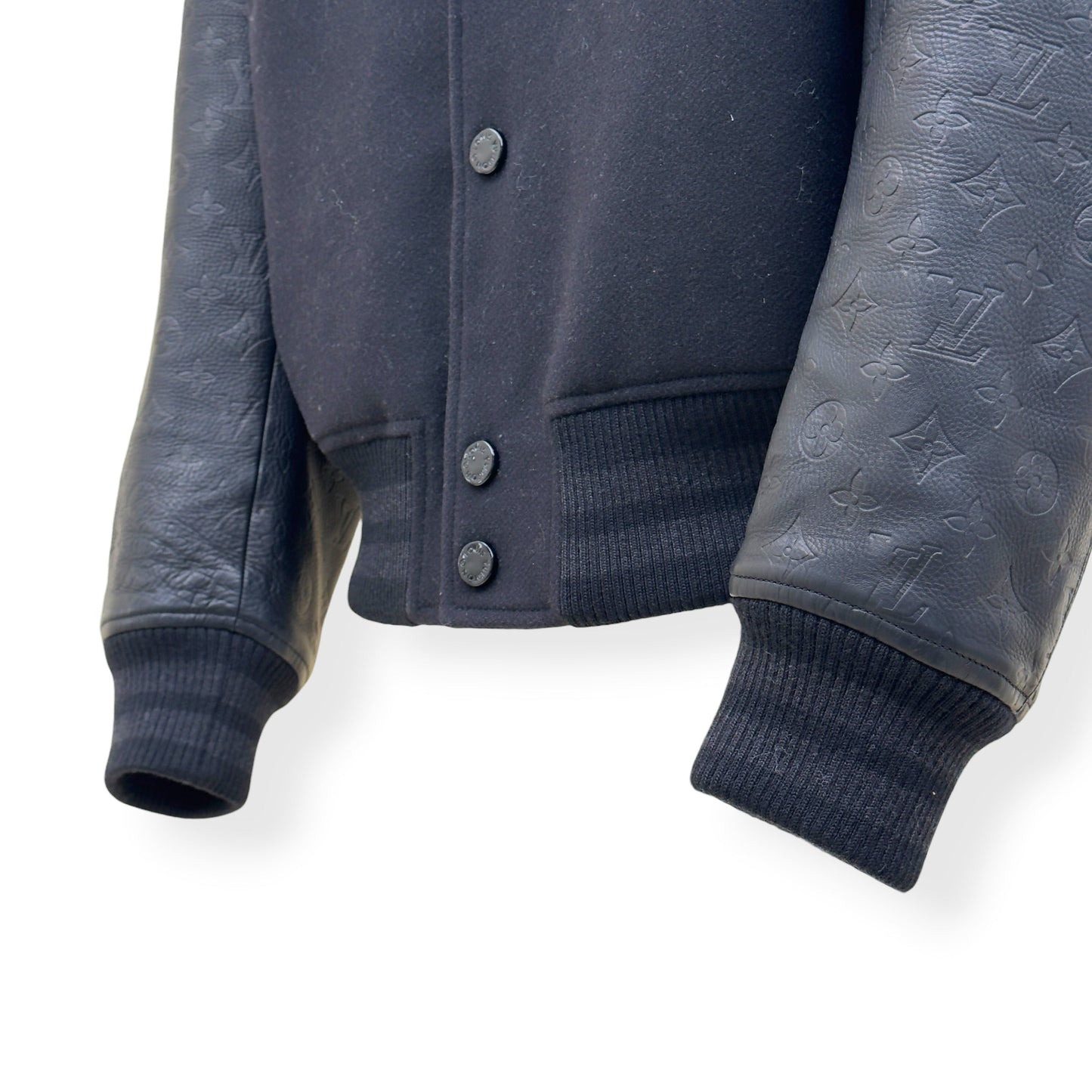 LOUIS VUITTON LV VARSITY LEATHER / WOOL BLOUSON JACKET 46 / XXL | XXL, Navy