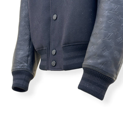 LOUIS VUITTON LV VARSITY LEATHER / WOOL BLOUSON JACKET 46 / XXL | XXL, Navy